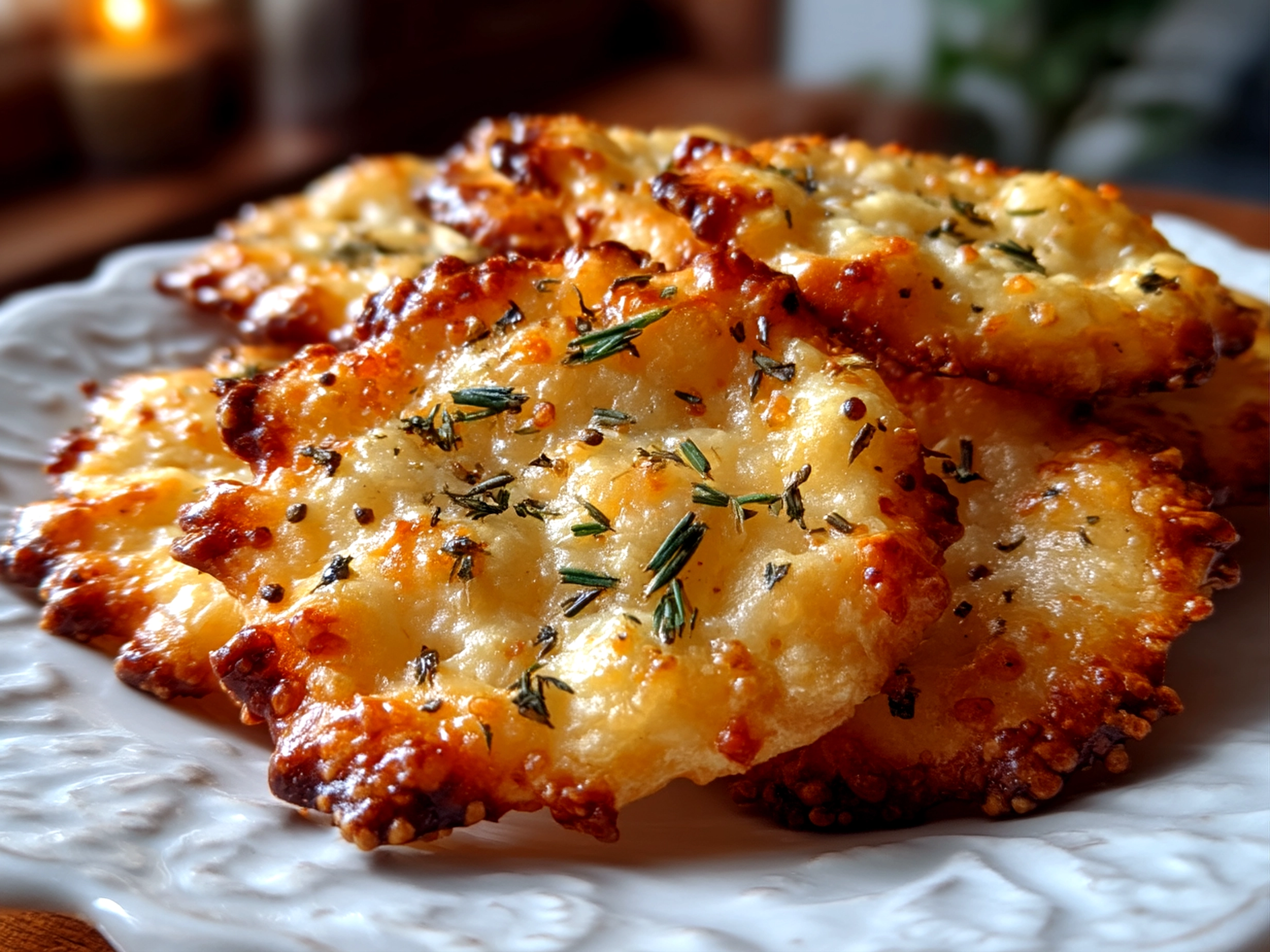 Close up of finished comforting sourdough cheese crackers