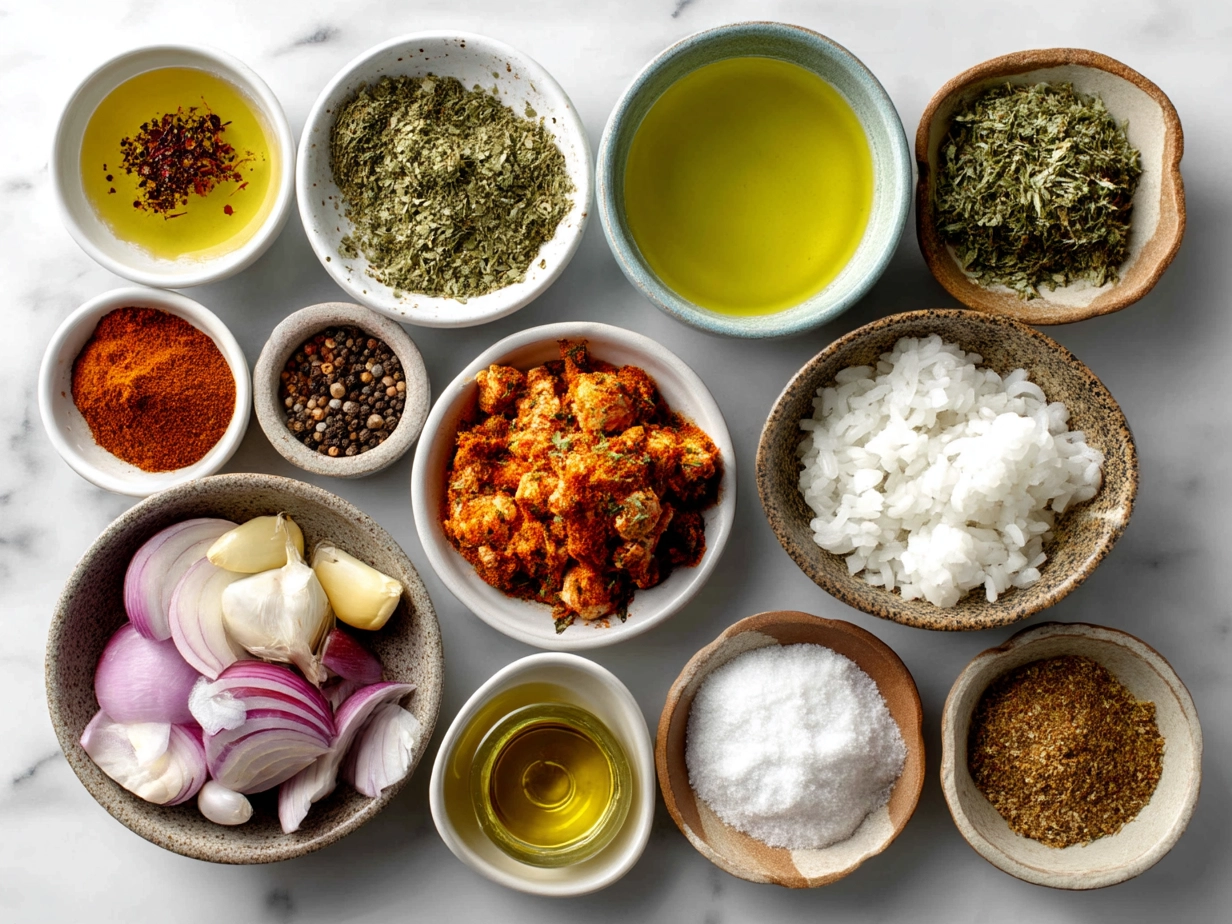 Ingredients for Slow Cooker Chicken Tikka Masala displayed in bowls