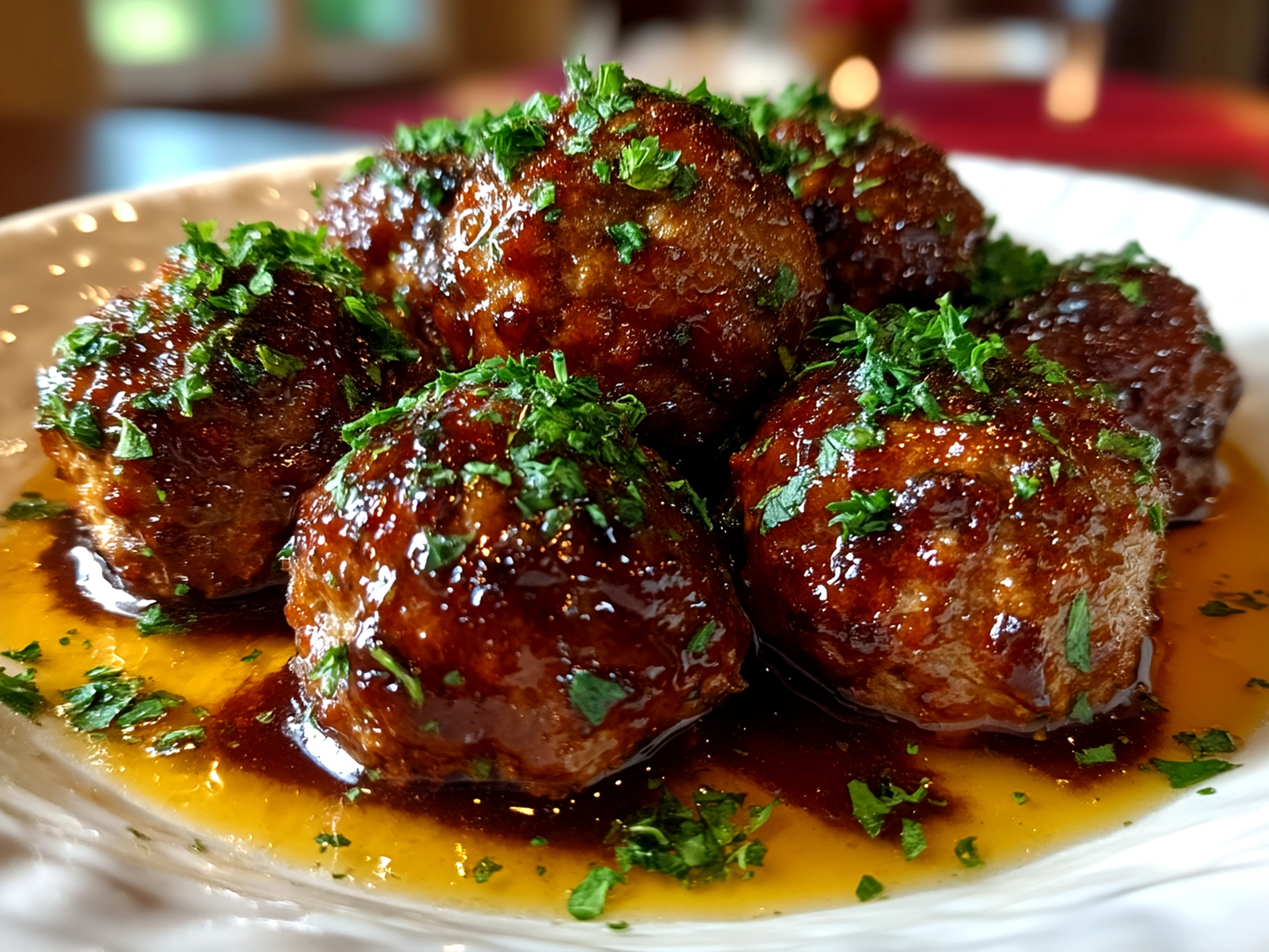 Slow Cooker Honey Garlic Meatballs served ready to eat
