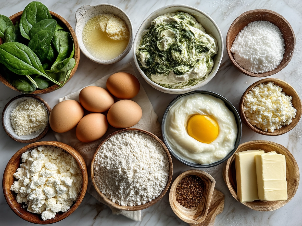 Ingredients for Spinach Feta Breakfast Quiche