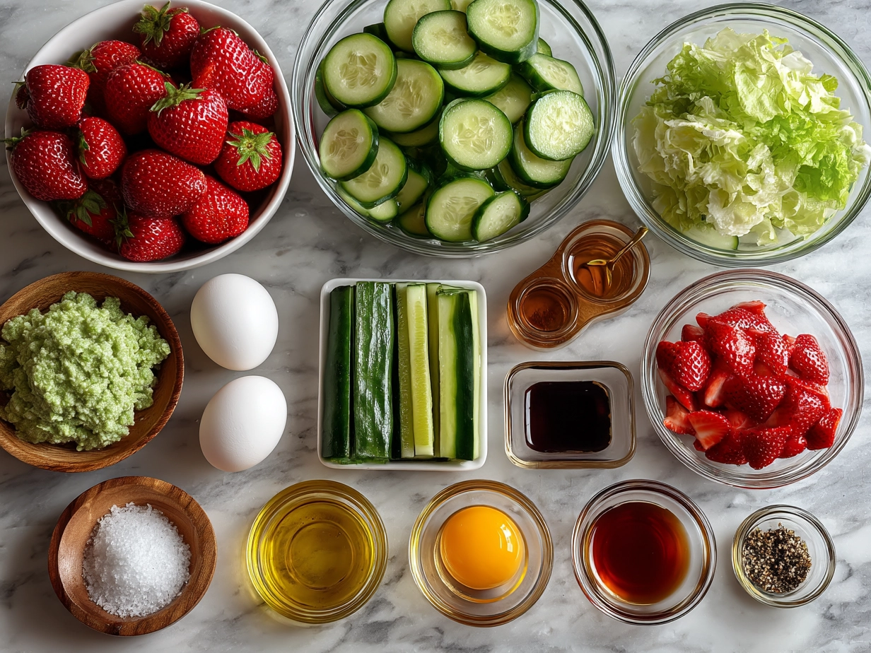 Ingredients for Strawberry Cucumber Salad