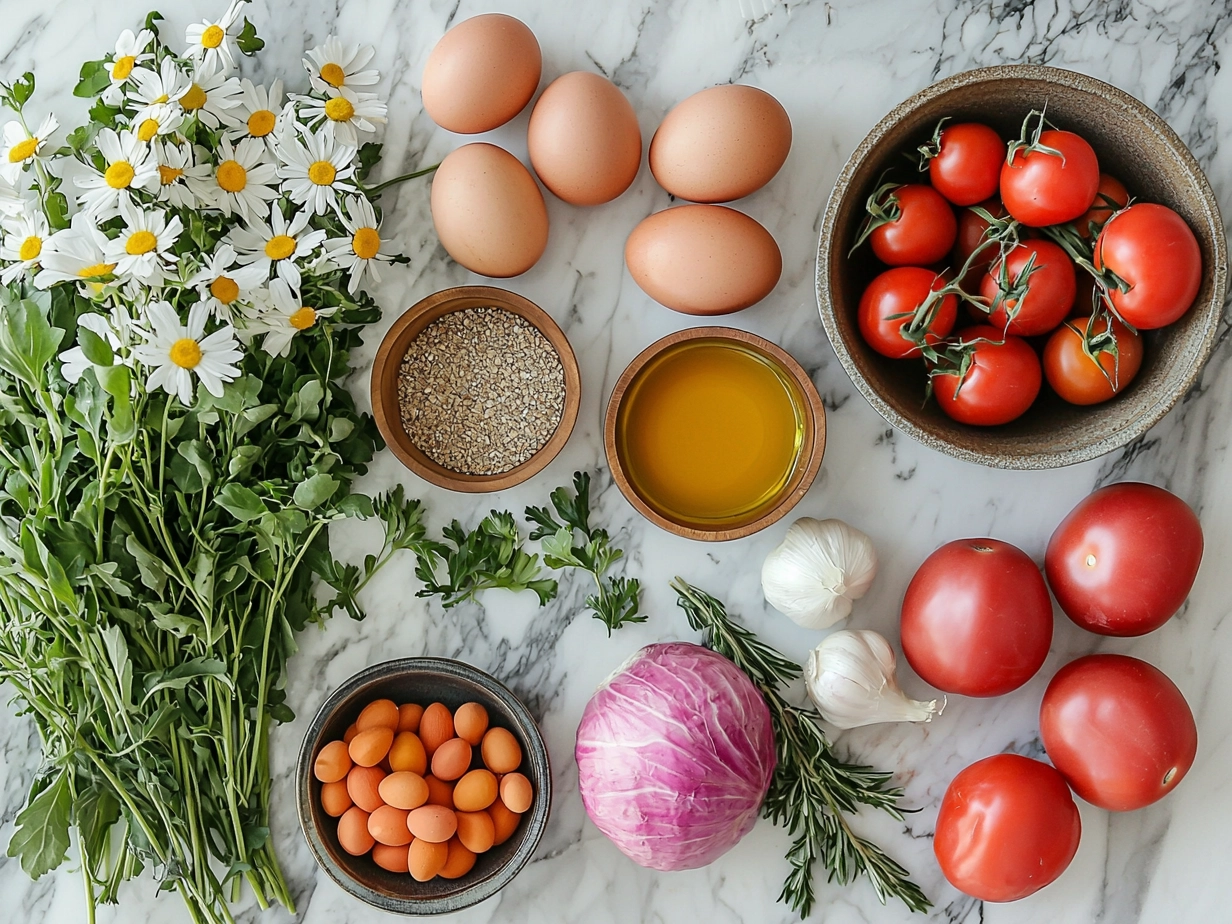 Fresh ingredients for 25 Best Easter Dinner Recipes Roundup including ham, vegetables, and herbs