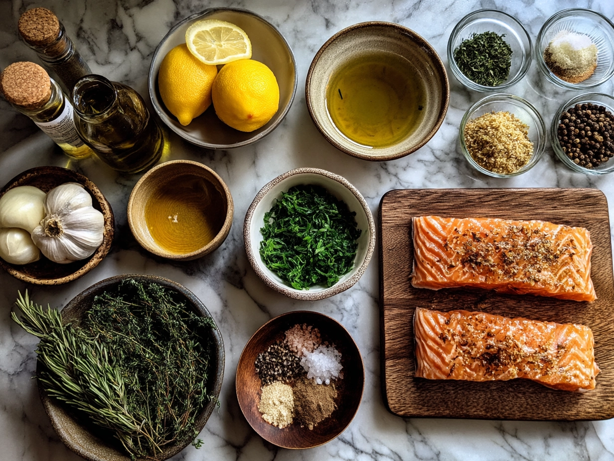 Ingredients for Baked Lemon Herb Salmon