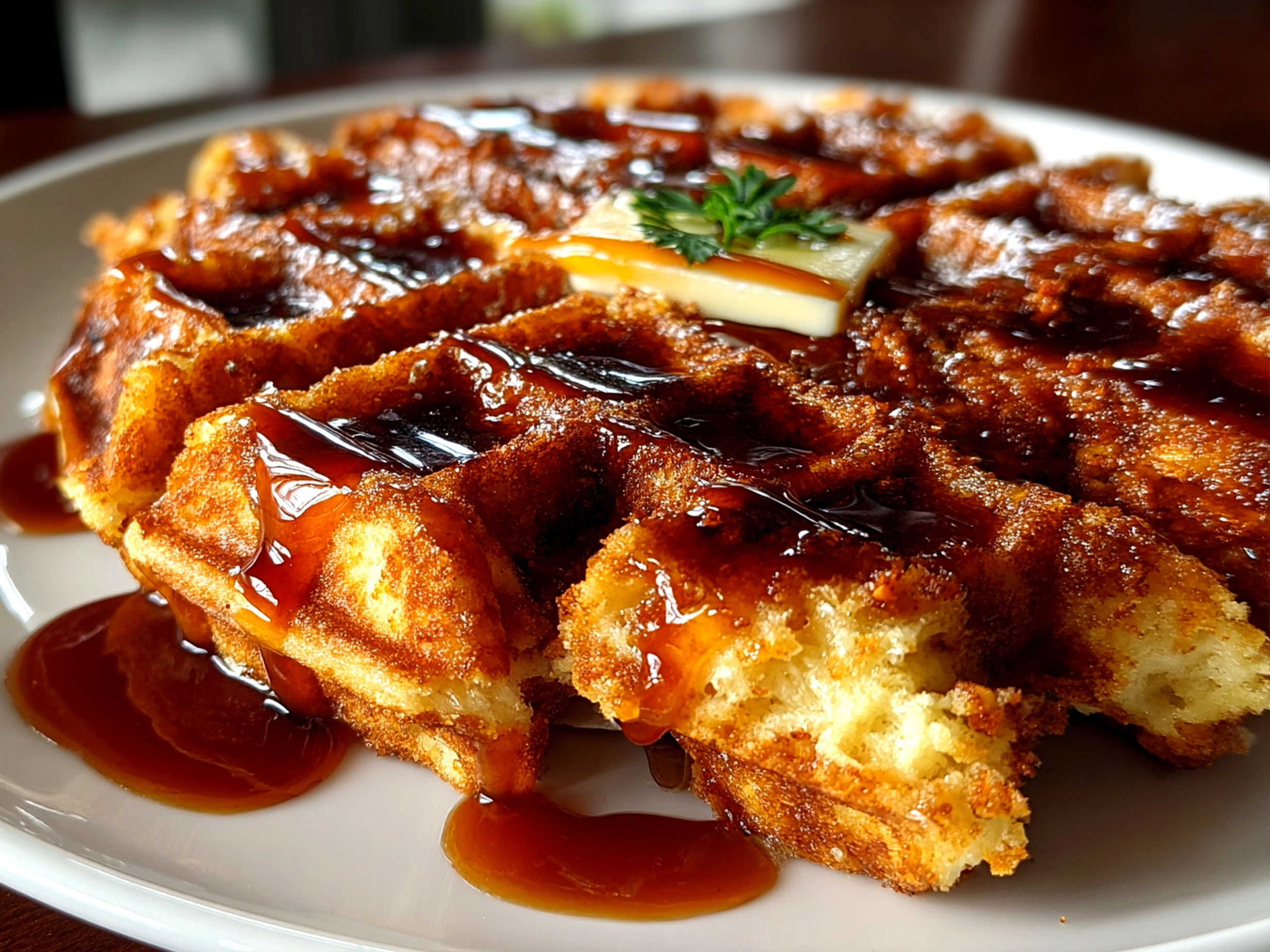 Carrot Cake Waffles with Cream Cheese Drizzle