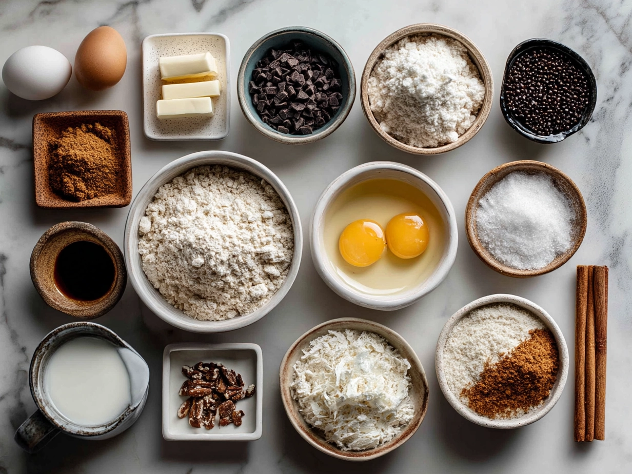 Ingredients for Carrot Cake Waffles with Cream Cheese Drizzle