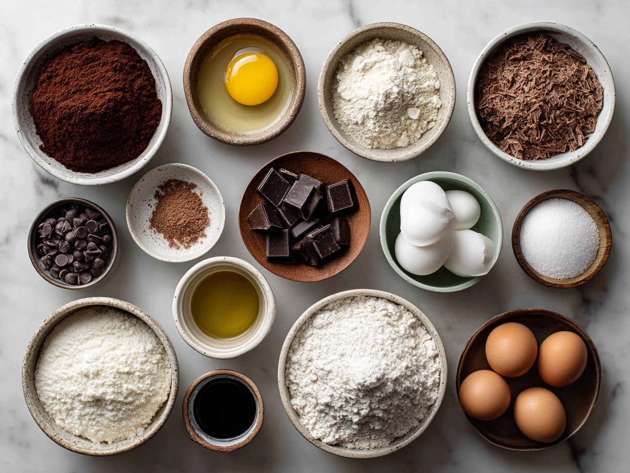 Ingredients laid out for making Chocolate Birds Nest Cupcakes