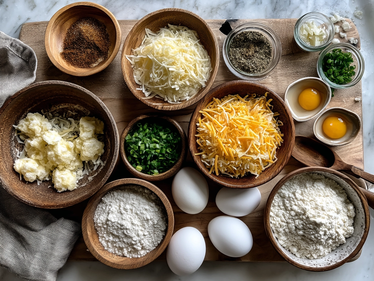 Ingredients for Copycat Cracker Barrel Hashbrown Casserole laid out