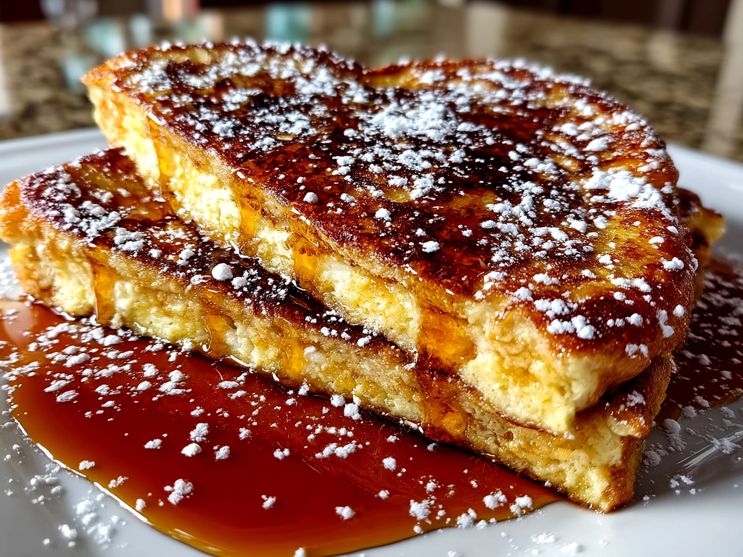 Copycat IHOP Stuffed French Toast served with fresh fruit and syrup