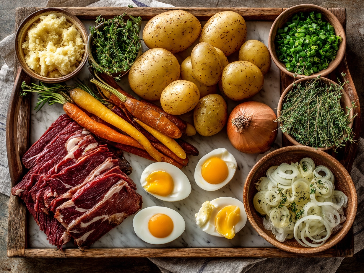 Ingredients for Corned Beef Hash Breakfast Skillet