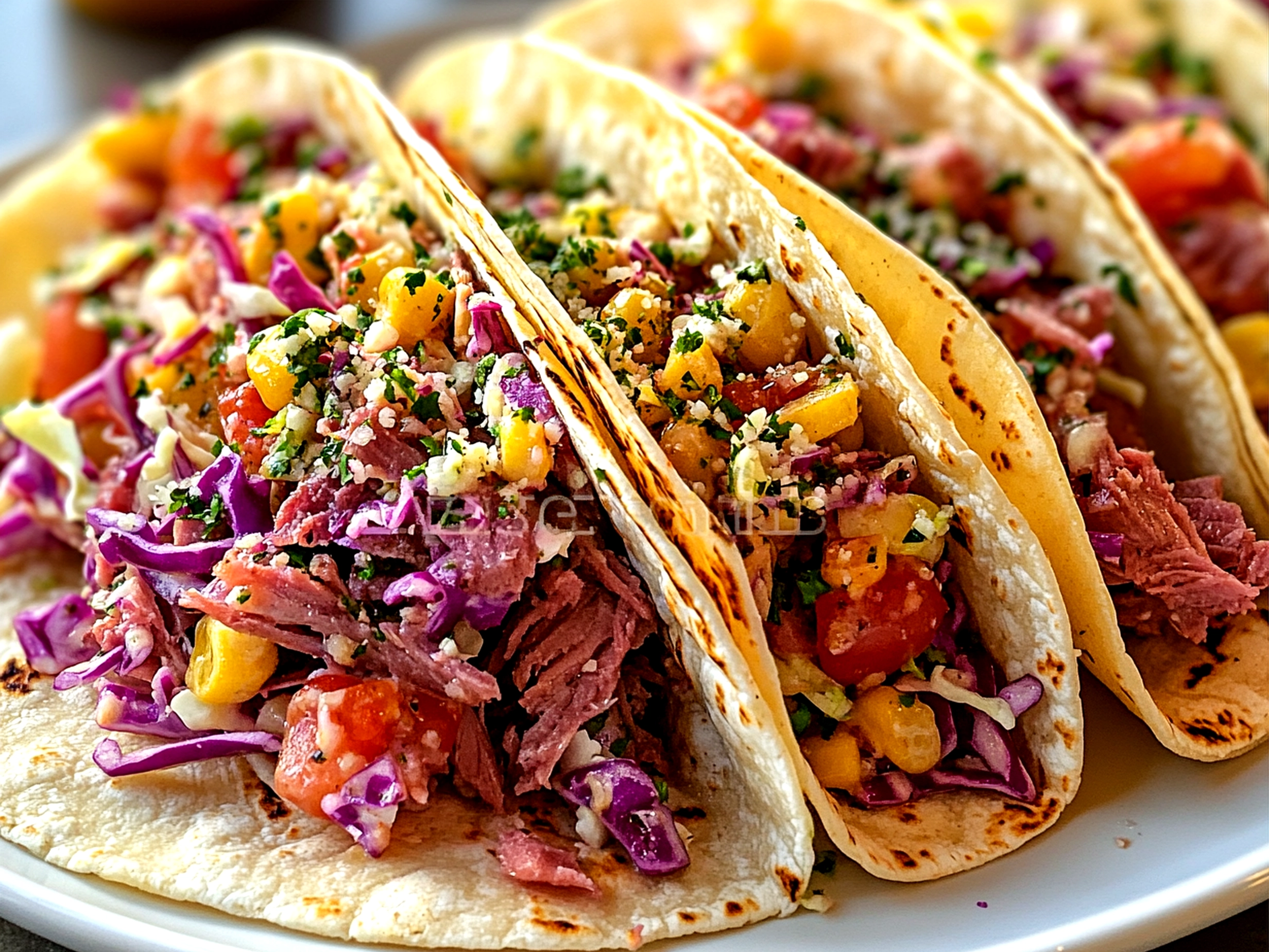 Corned Beef Tacos with Cabbage Slaw