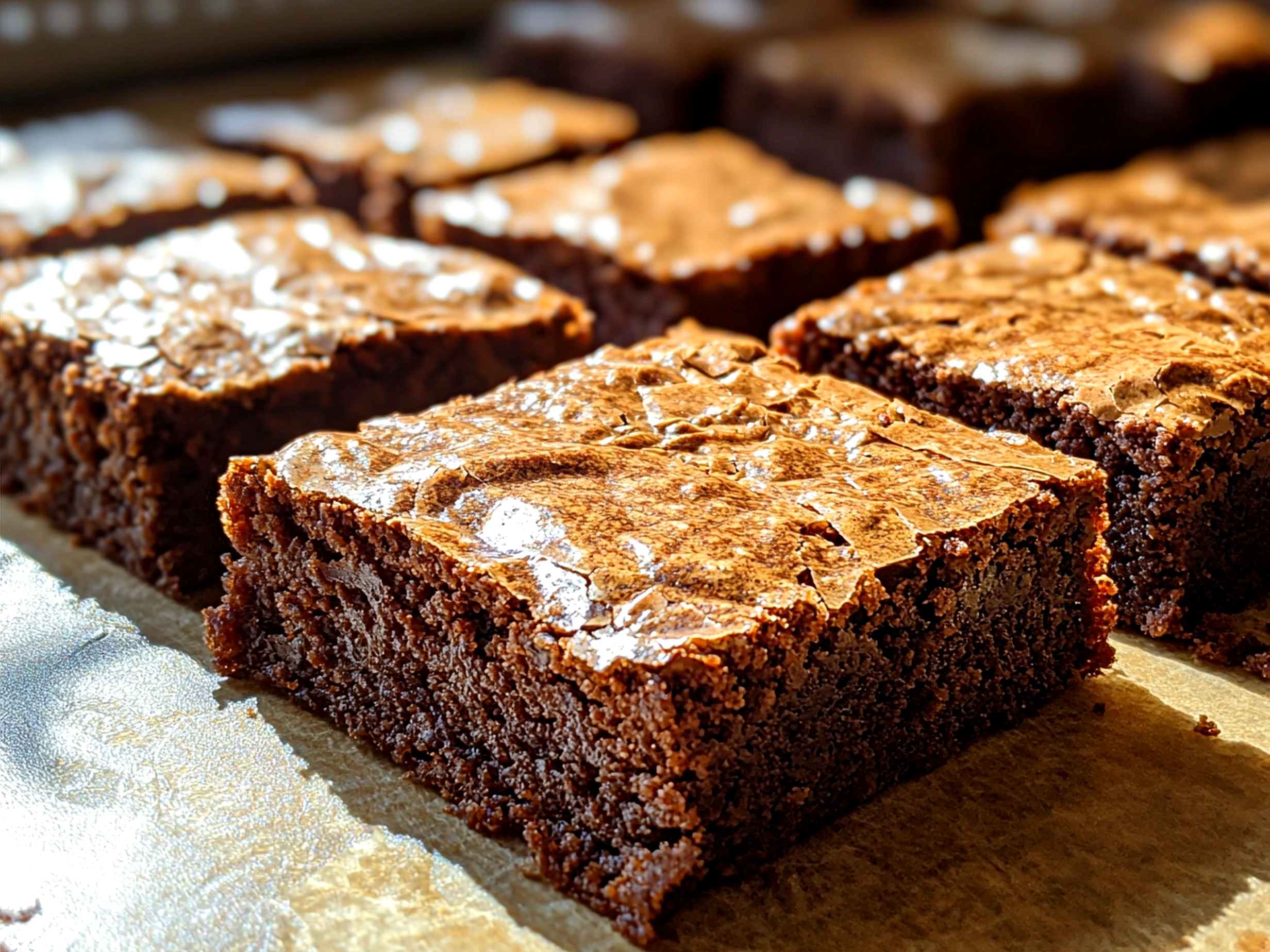 Served Creme Egg Brownies with gooey creamy center