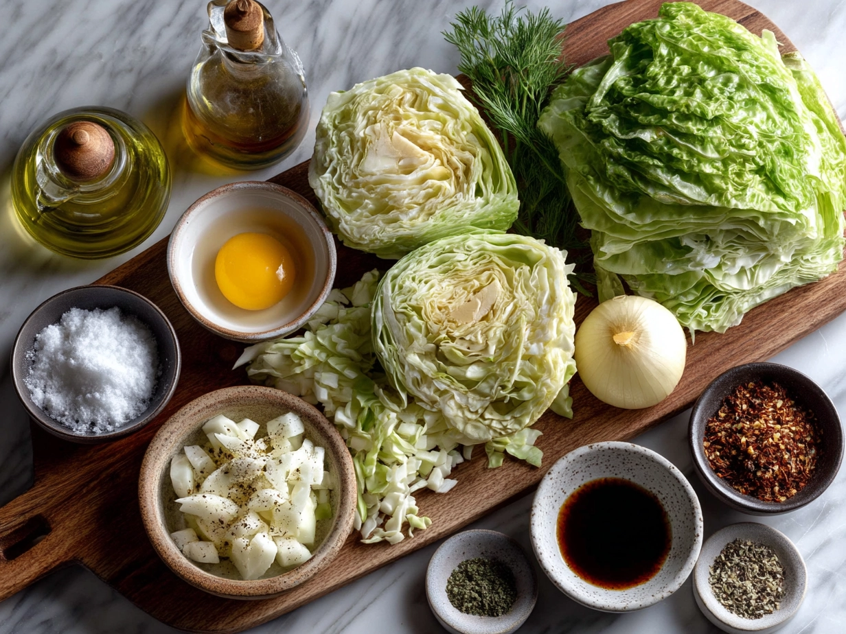 Ingredients for Crispy Smashed Cabbage Steaks with Garlic Butter