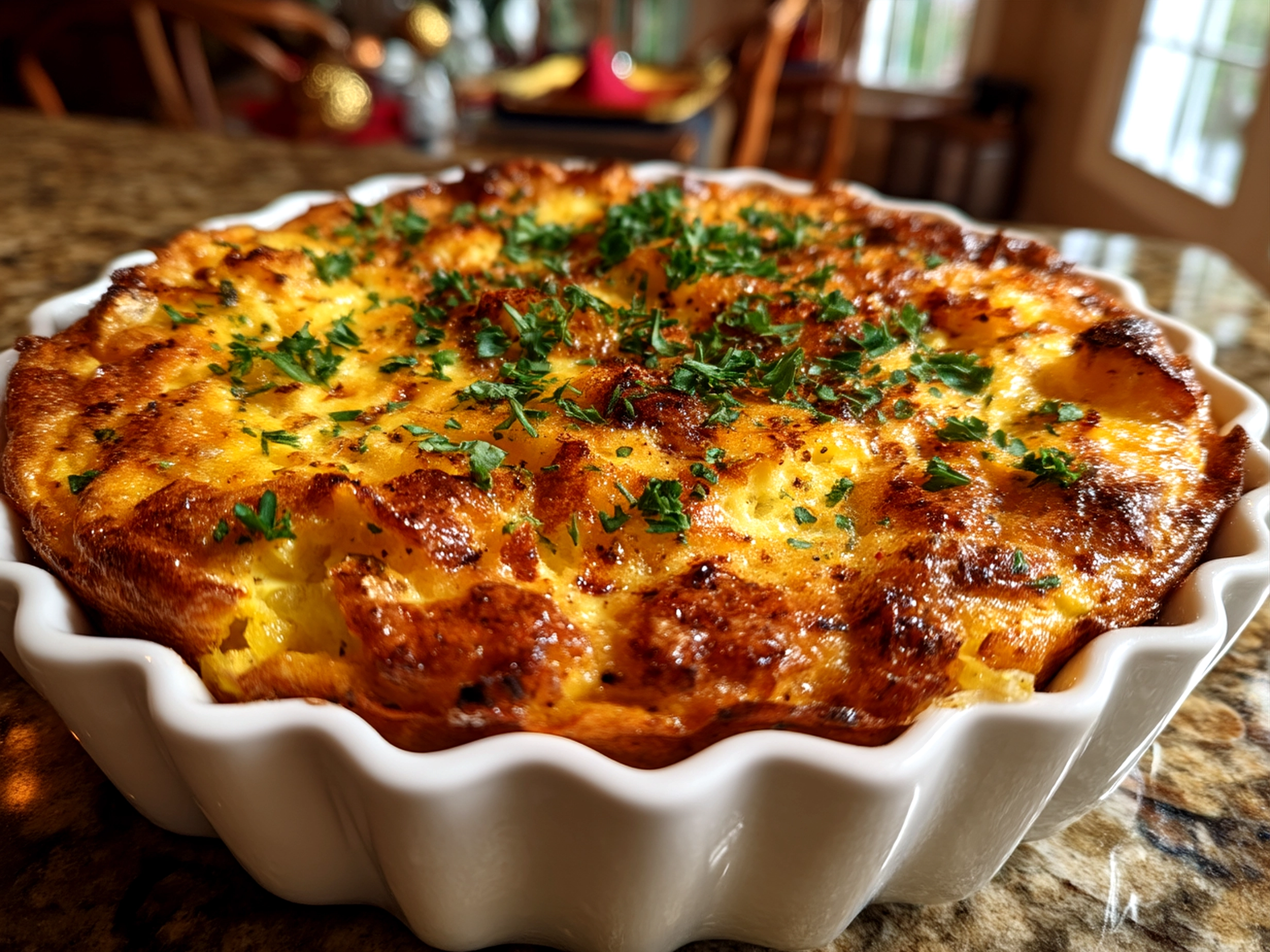 Easter Brunch Egg Casserole ready to serve