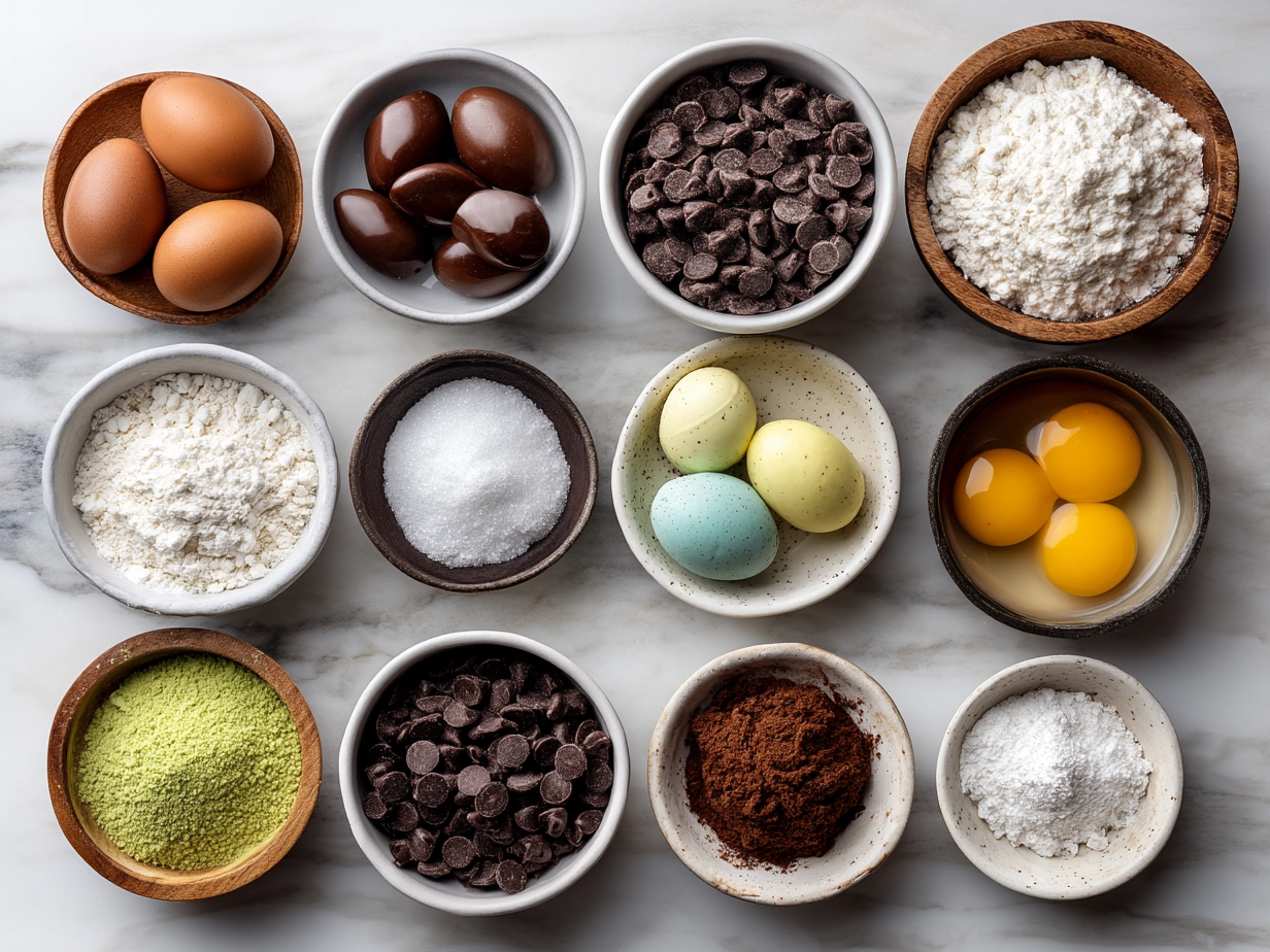 Ingredients for Easter Dirt Cake Cups laid out on a table