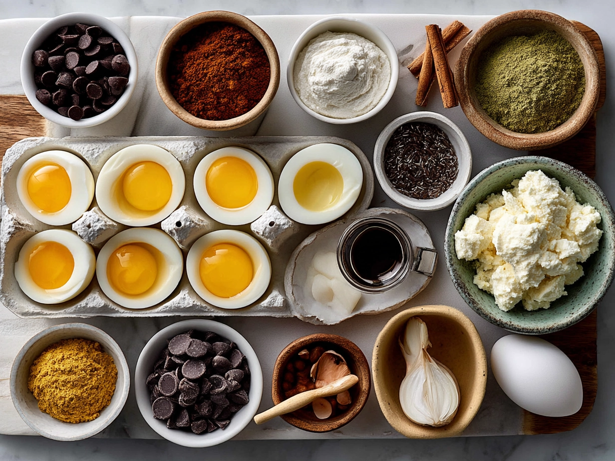 Ingredients for Easy Homemade Deviled Eggs recipe