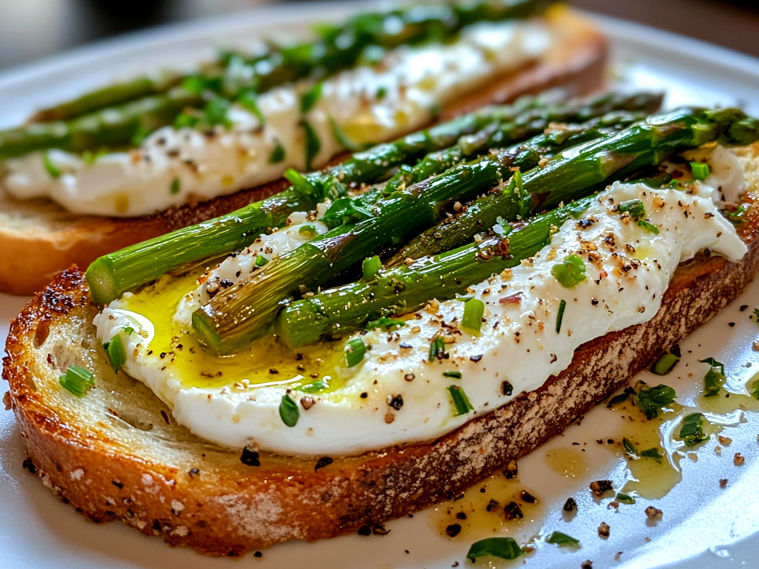 Grilled Asparagus & Burrata Toast