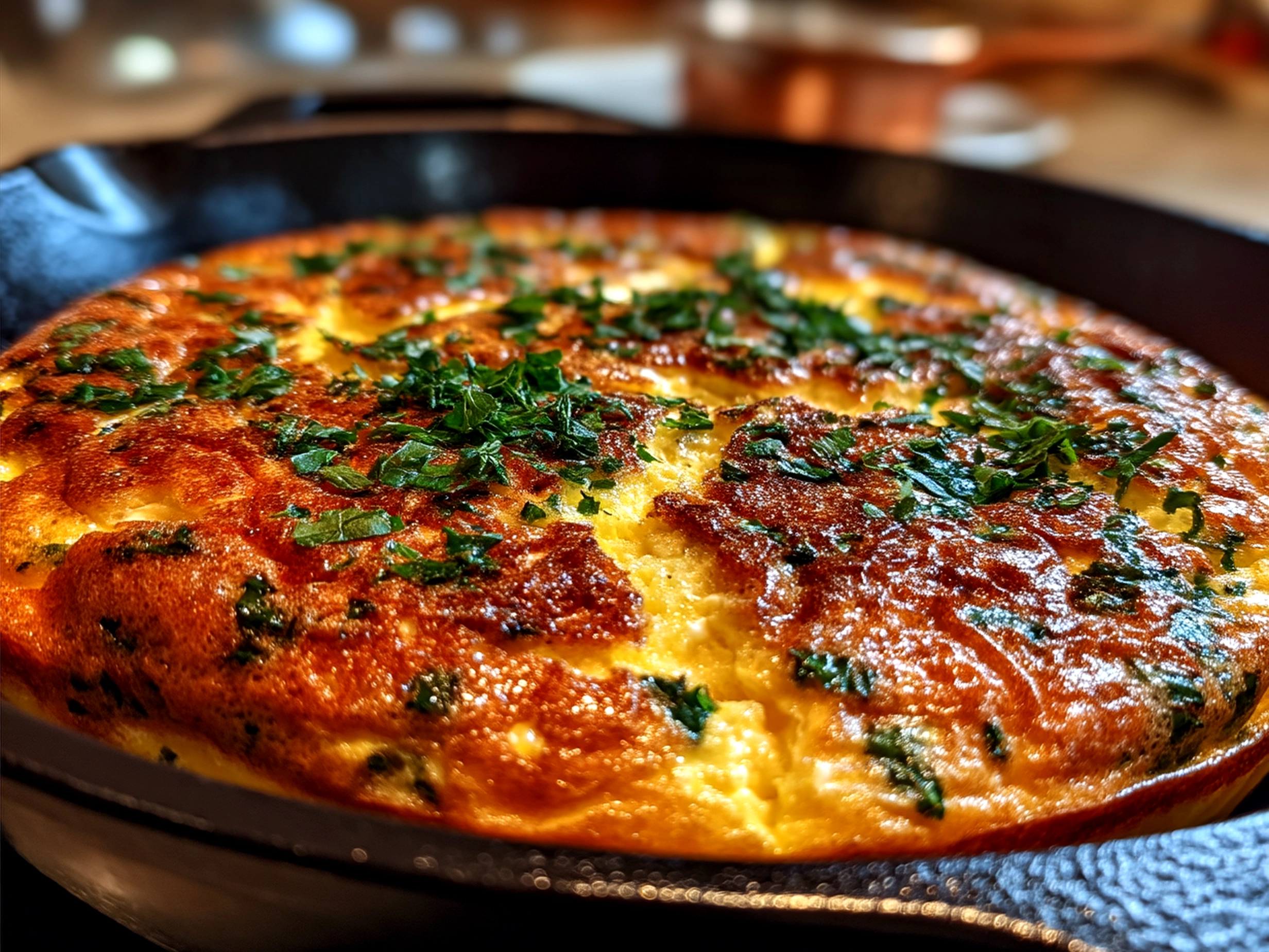 Serving High-Protein Egg White Frittata plated with fresh herbs and avocado