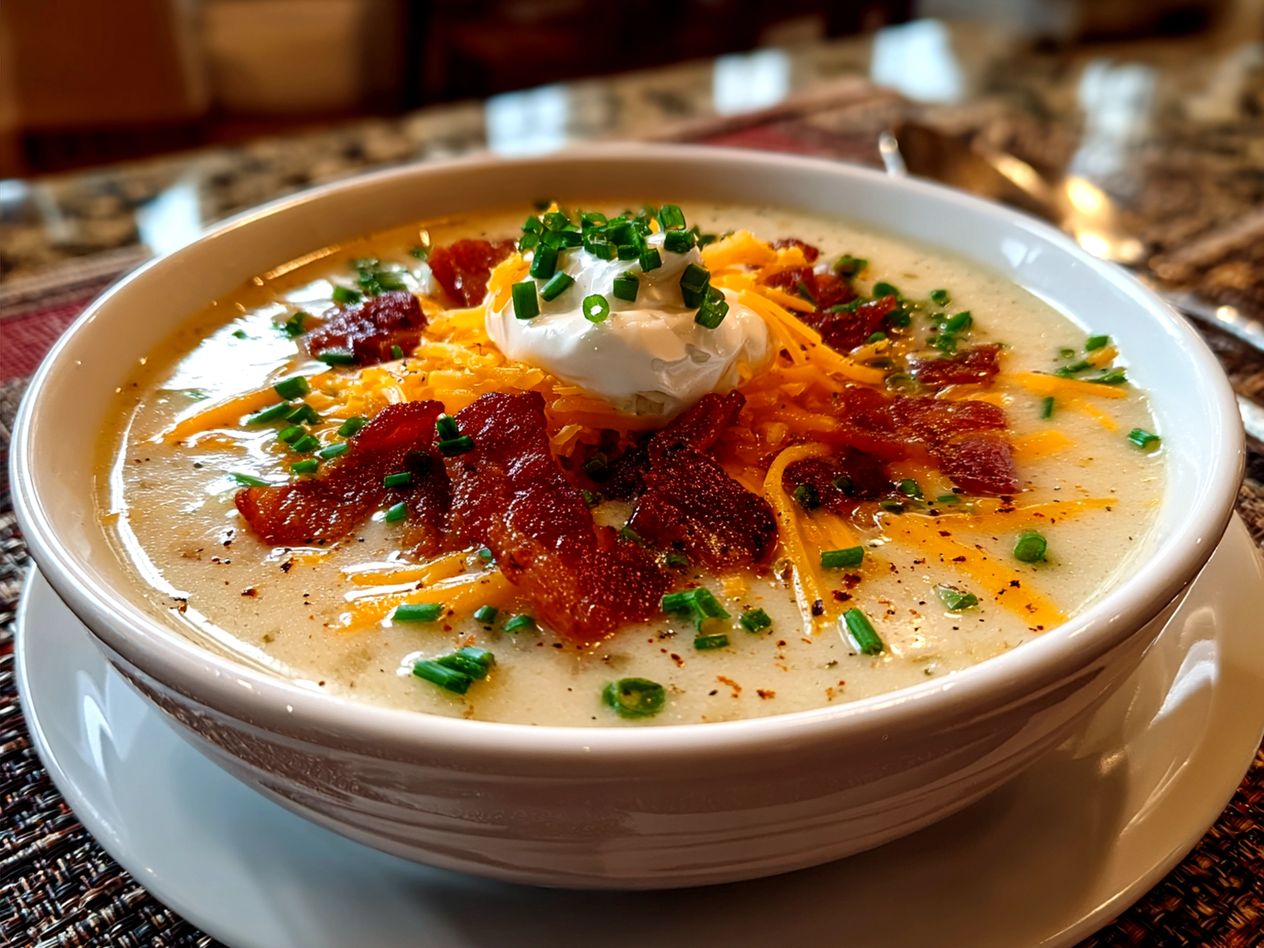 Irish Potato Soup with Cheddar & Bacon