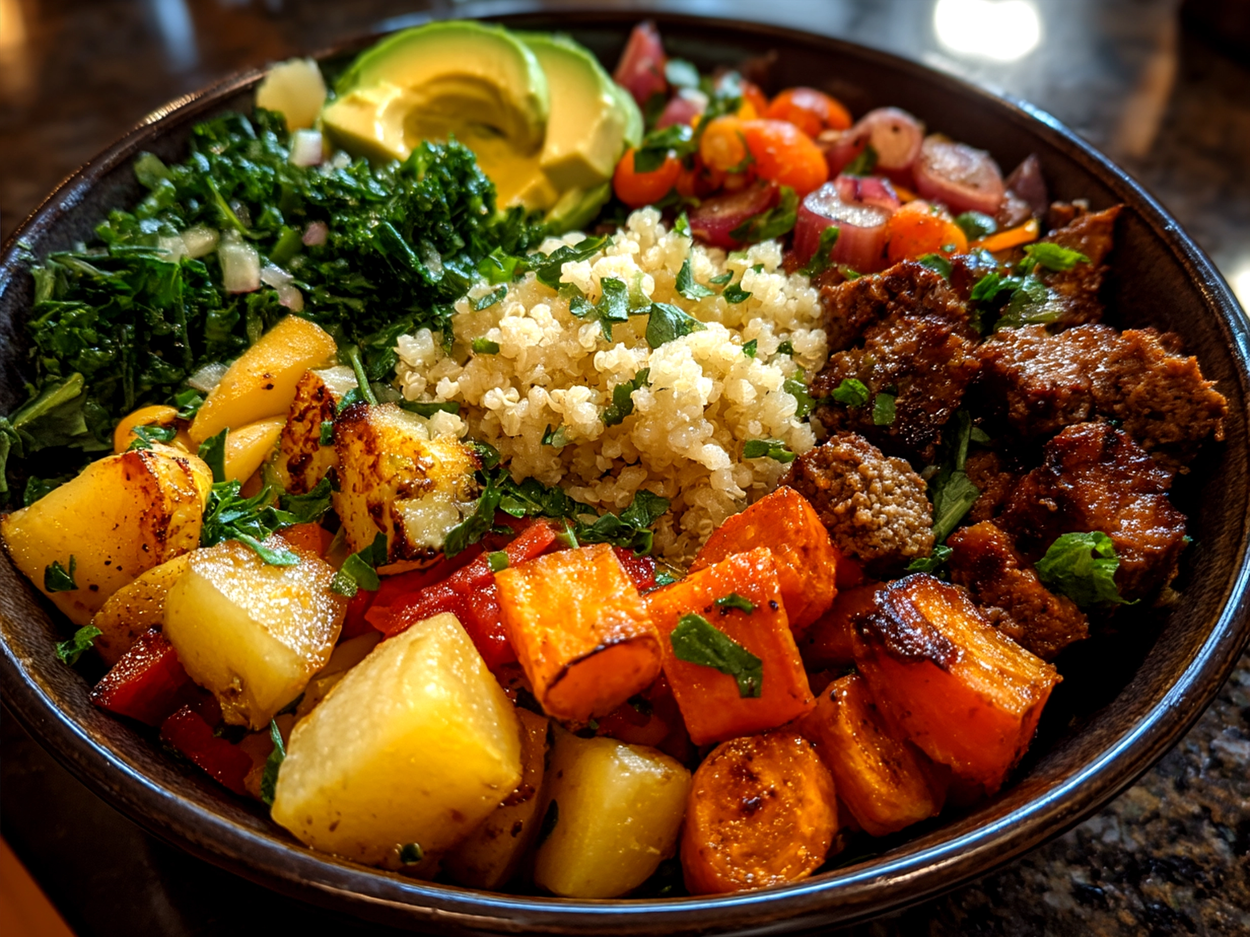 Finished Meal Prep Spring Buddha Bowls with vibrant colors ready to serve