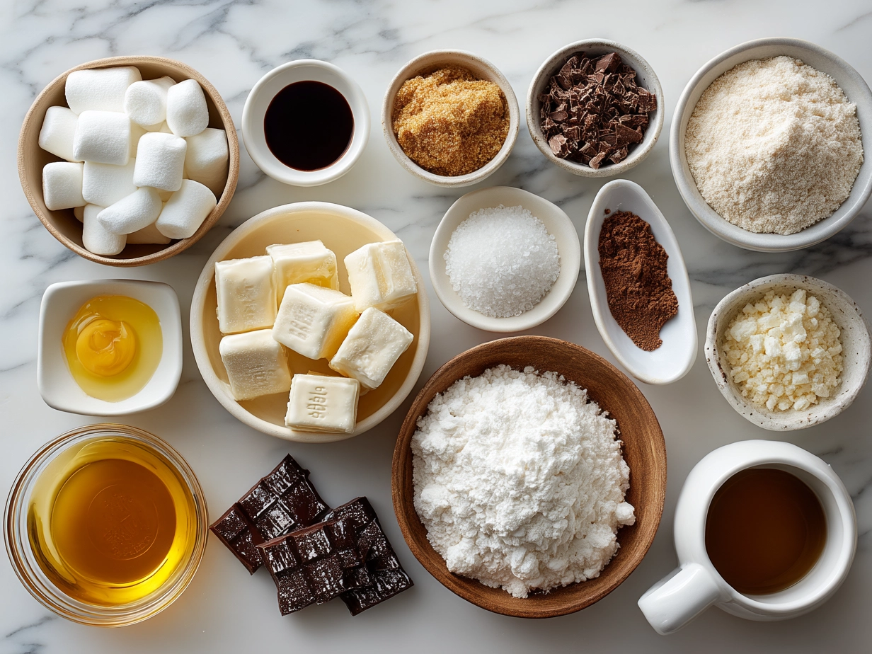 Ingredients for Peeps Marshmallow Fudge including Peeps marshmallow chicks, white chocolate chips, sweetened condensed milk, butter, and vanilla