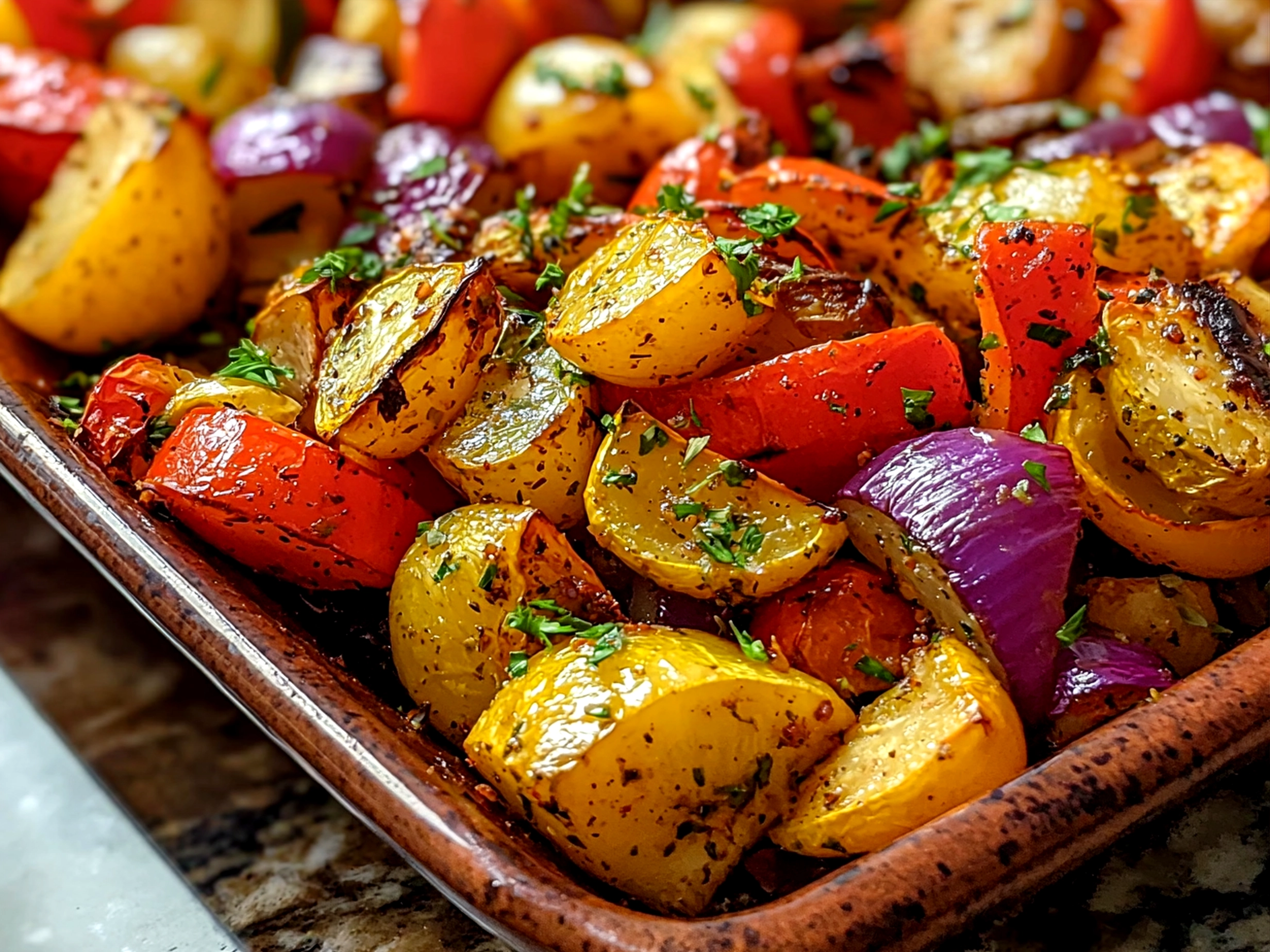 A vibrant Roasted Spring Vegetable Platter beautifully arranged and ready to serve
