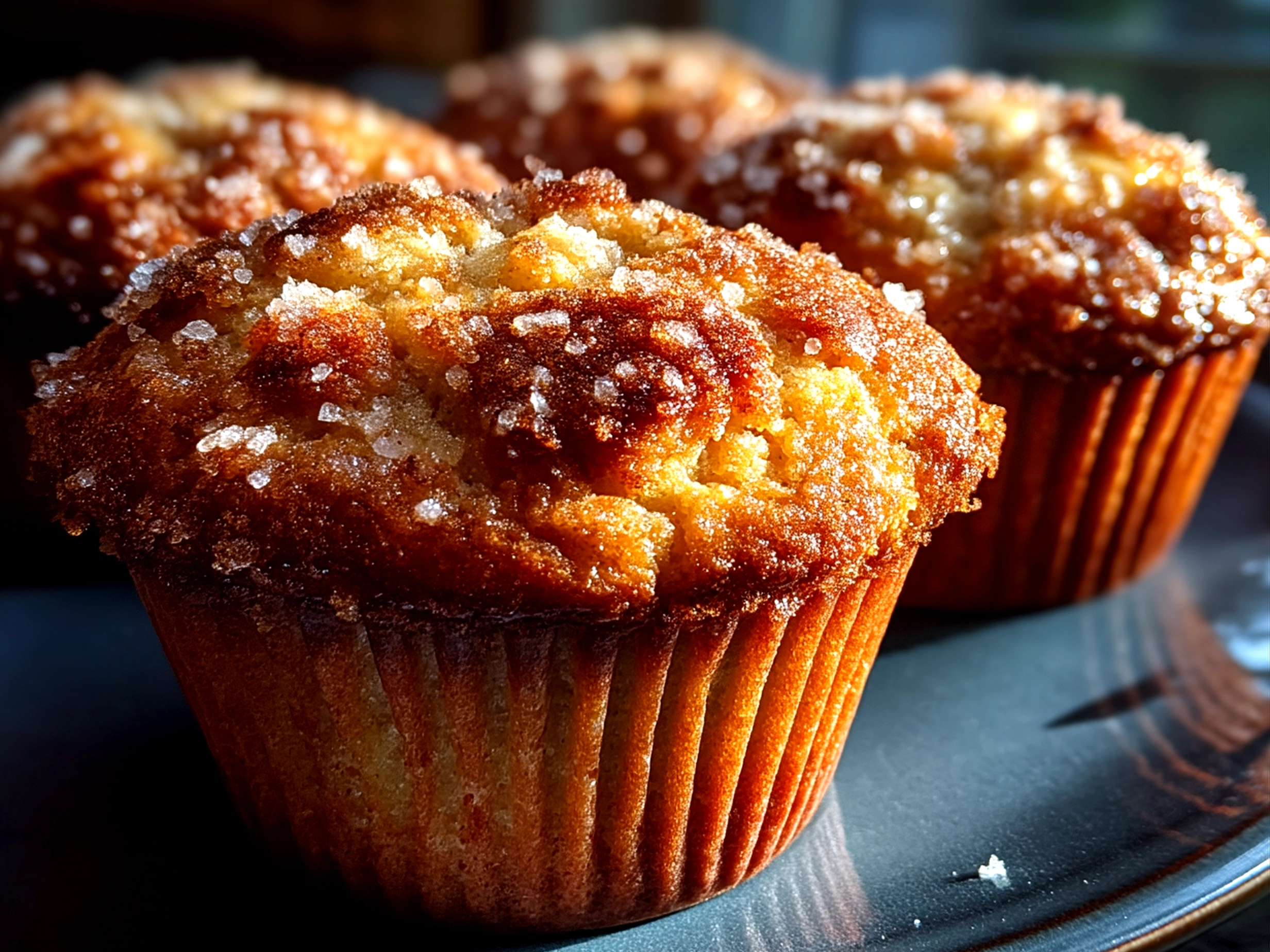 Freshly baked Sourdough Discard Banana Muffins served with milk