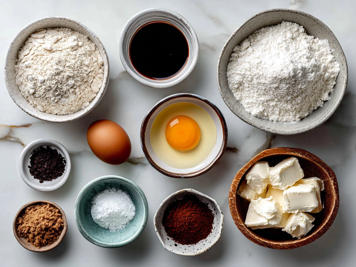 Ingredients for sourdough discard pancakes, including flour, egg, milk, and sourdough discard