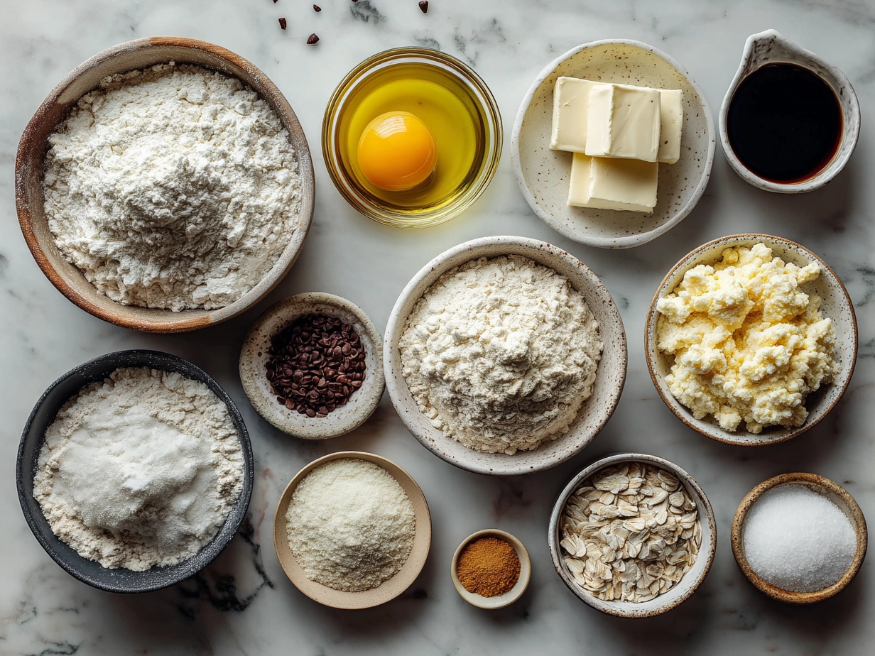 Ingredients for Sourdough Discard Pie Crust including cold butter, flour, salt, and sourdough discard