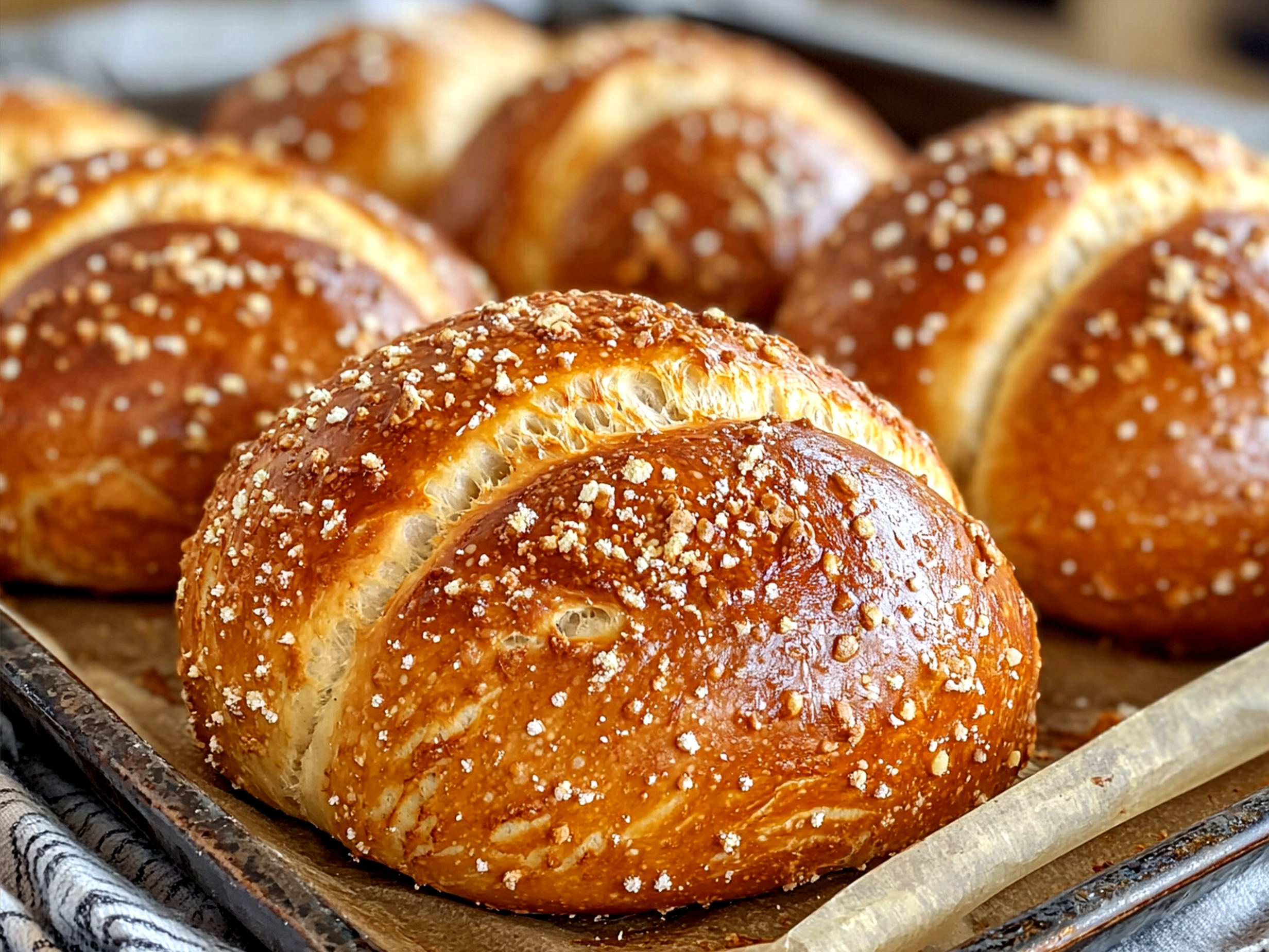 Serving sourdough pretzel rolls with hearty meals