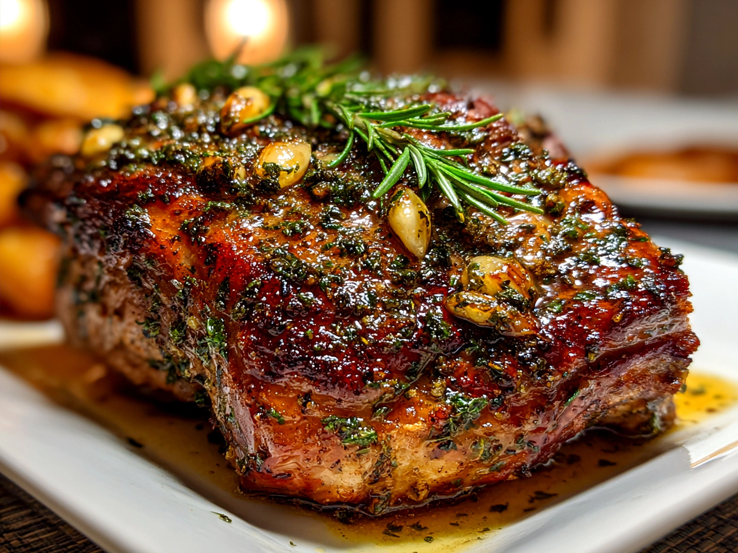 Herb Roasted Leg of Lamb with Garlic