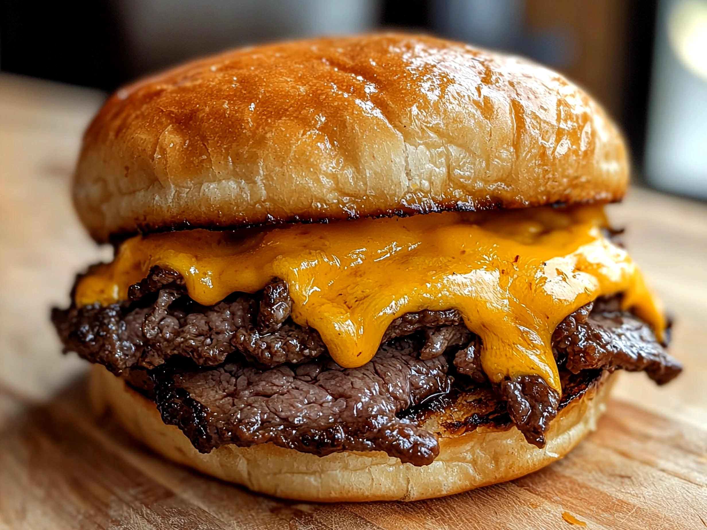 Served Copycat Arbys Beef Cheddar sandwich with melted cheddar and toasted buns