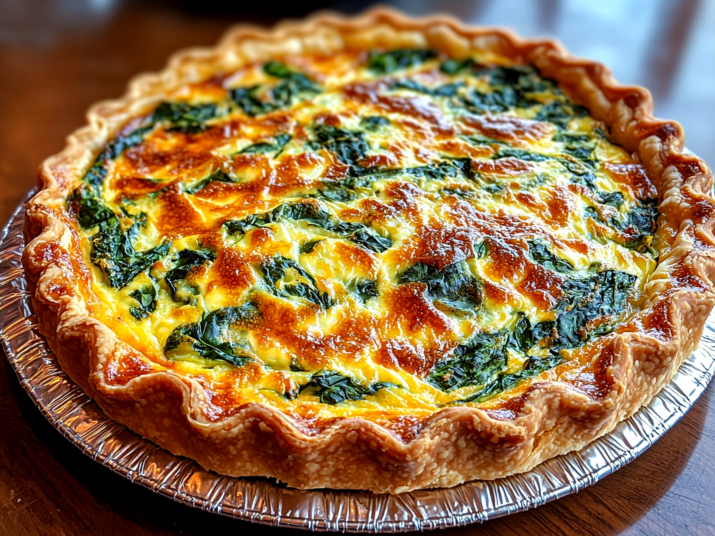 Serving Spinach Artichoke Quiche with side dishes