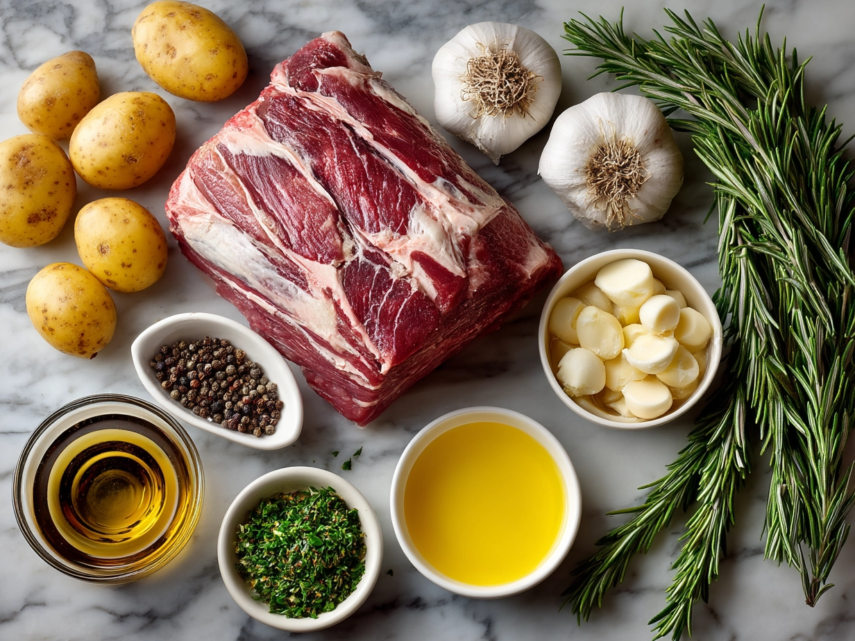 Ingredients for Herb Roasted Leg of Lamb with Garlic