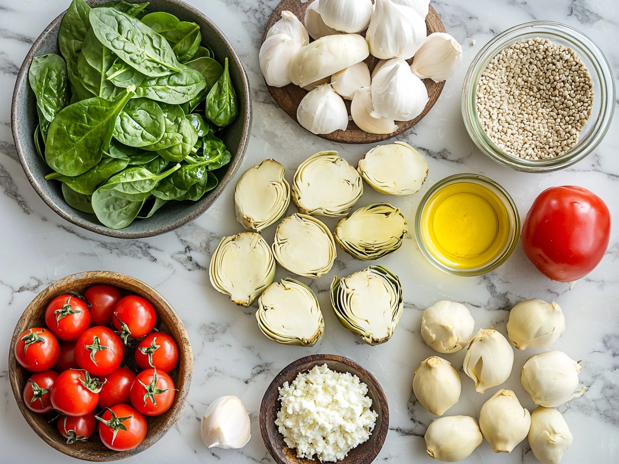 Ingredients for Spinach Artichoke Quiche