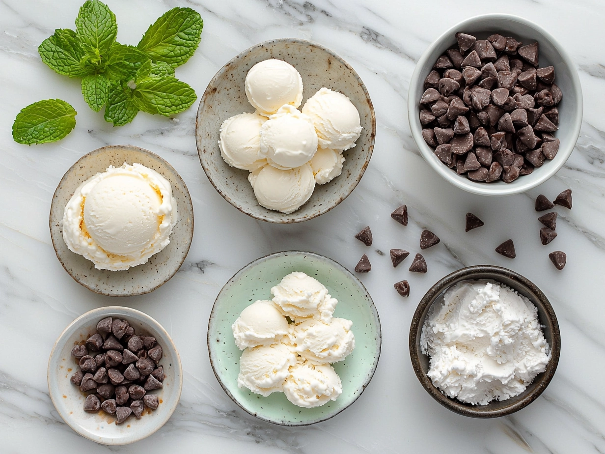 Ingredients laid out for Mint Chip Ice Cream Sandwiches