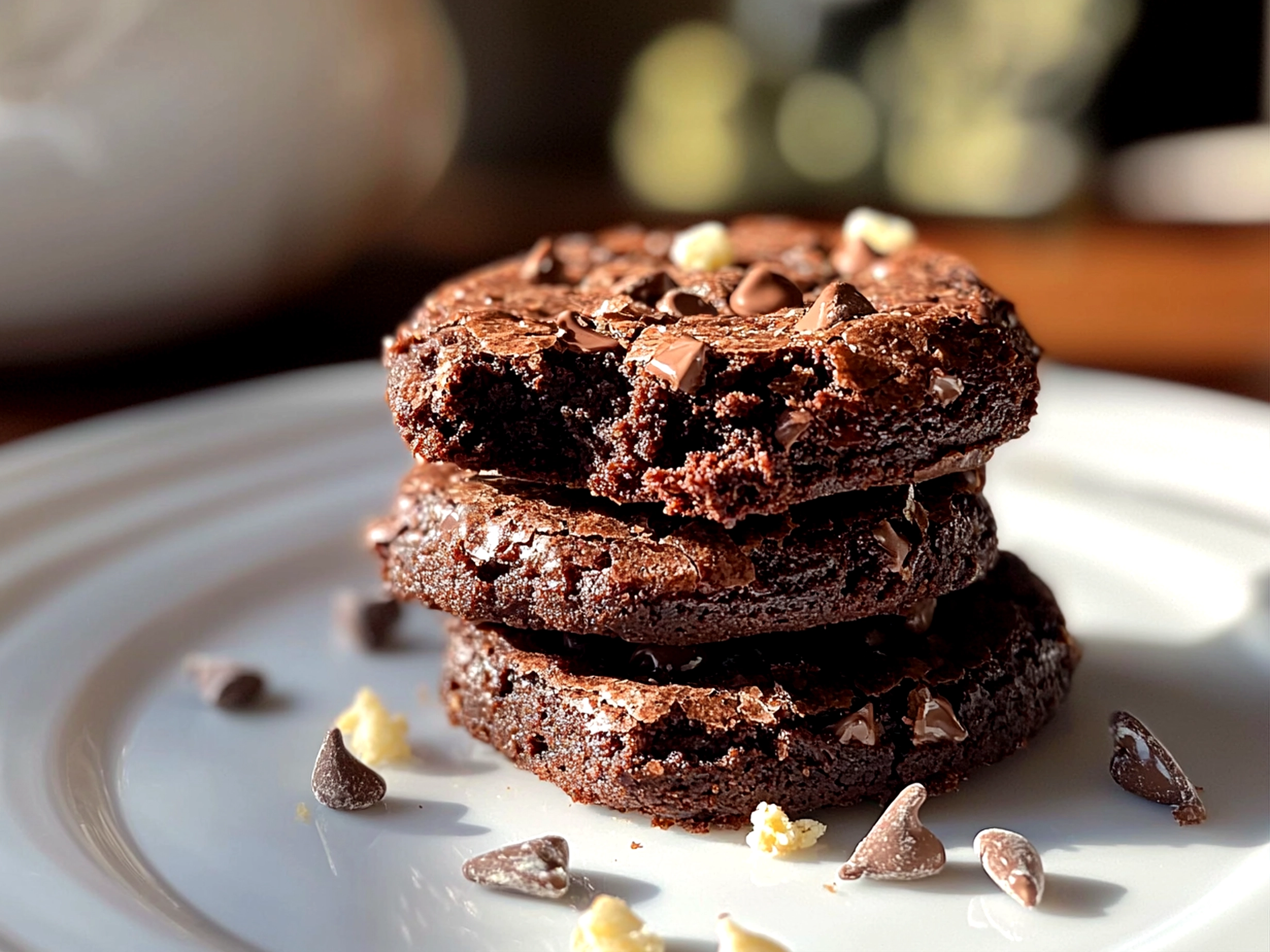 A serving tray filled with bite-sized Thin Mint Brownie Bites paired with whipped cream and fresh mint leaves