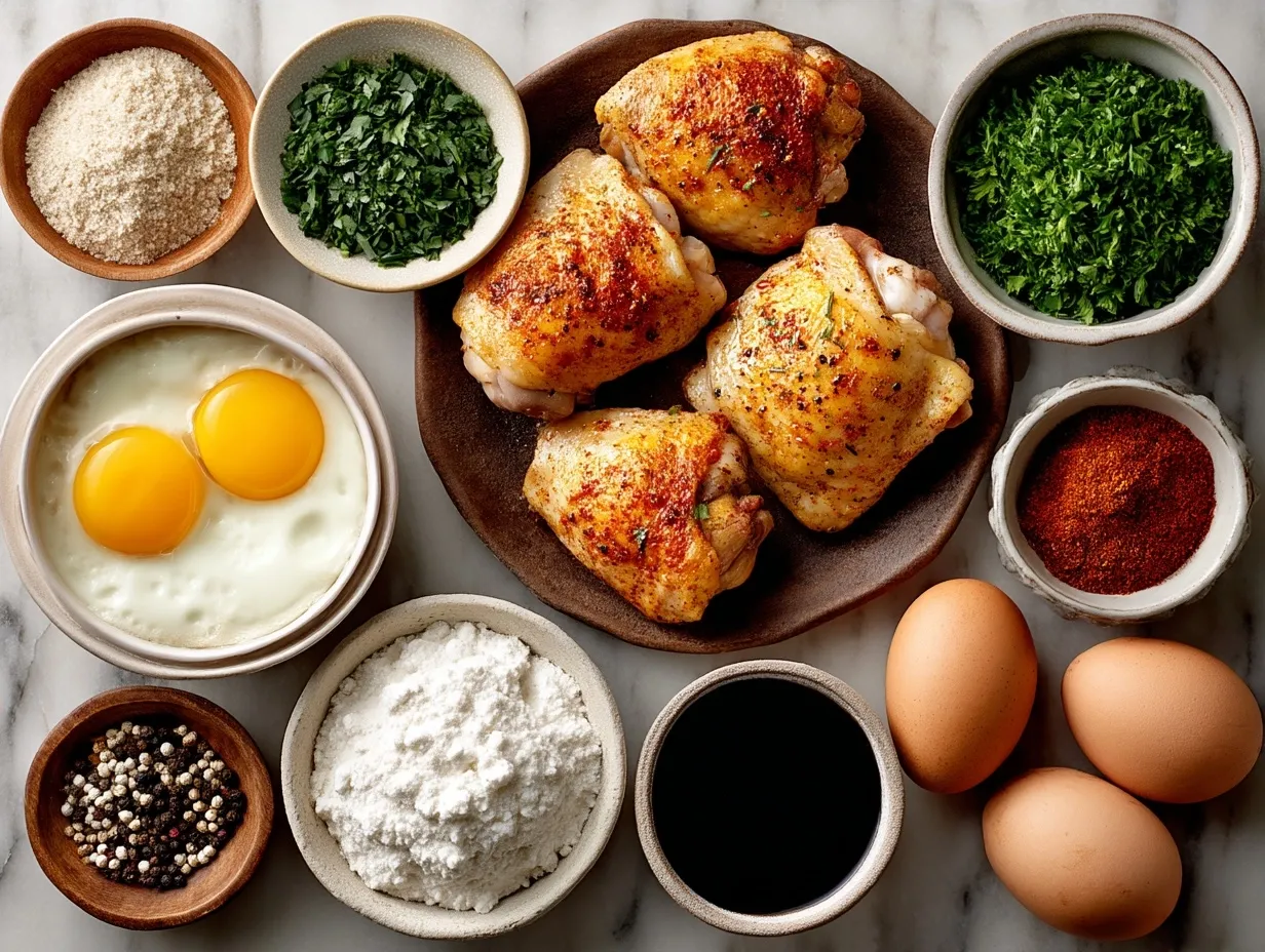 Ingredients for baked BBQ chicken thighs recipe
