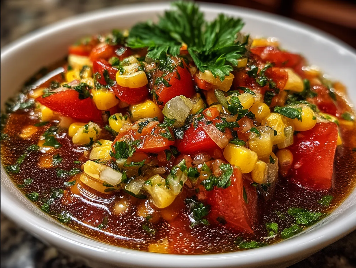 Serving Corn Salsa for Canning