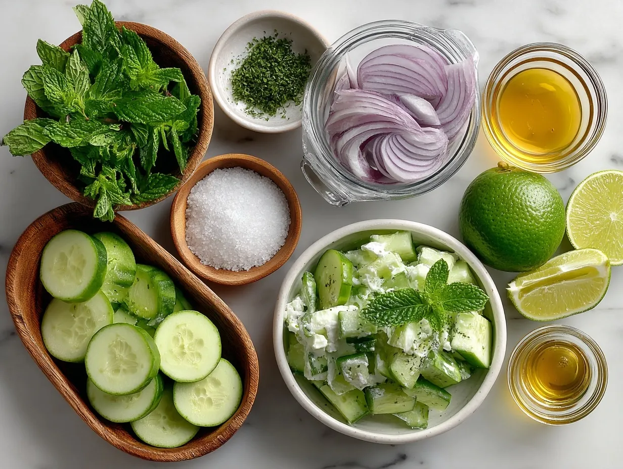 Ingredients for Creamy Italian Cucumber Salad
