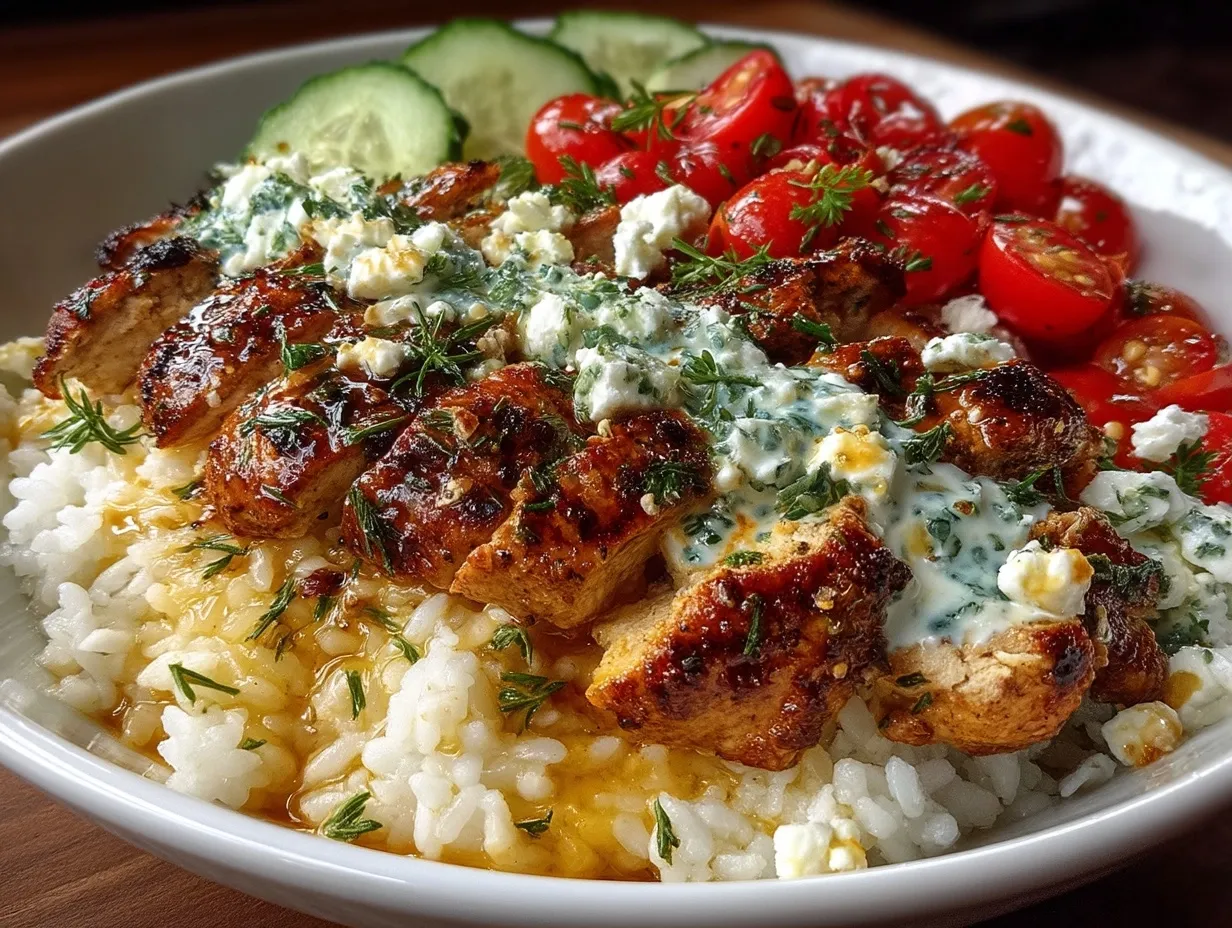 Fresh Mediterranean Chicken Bowl With Rice