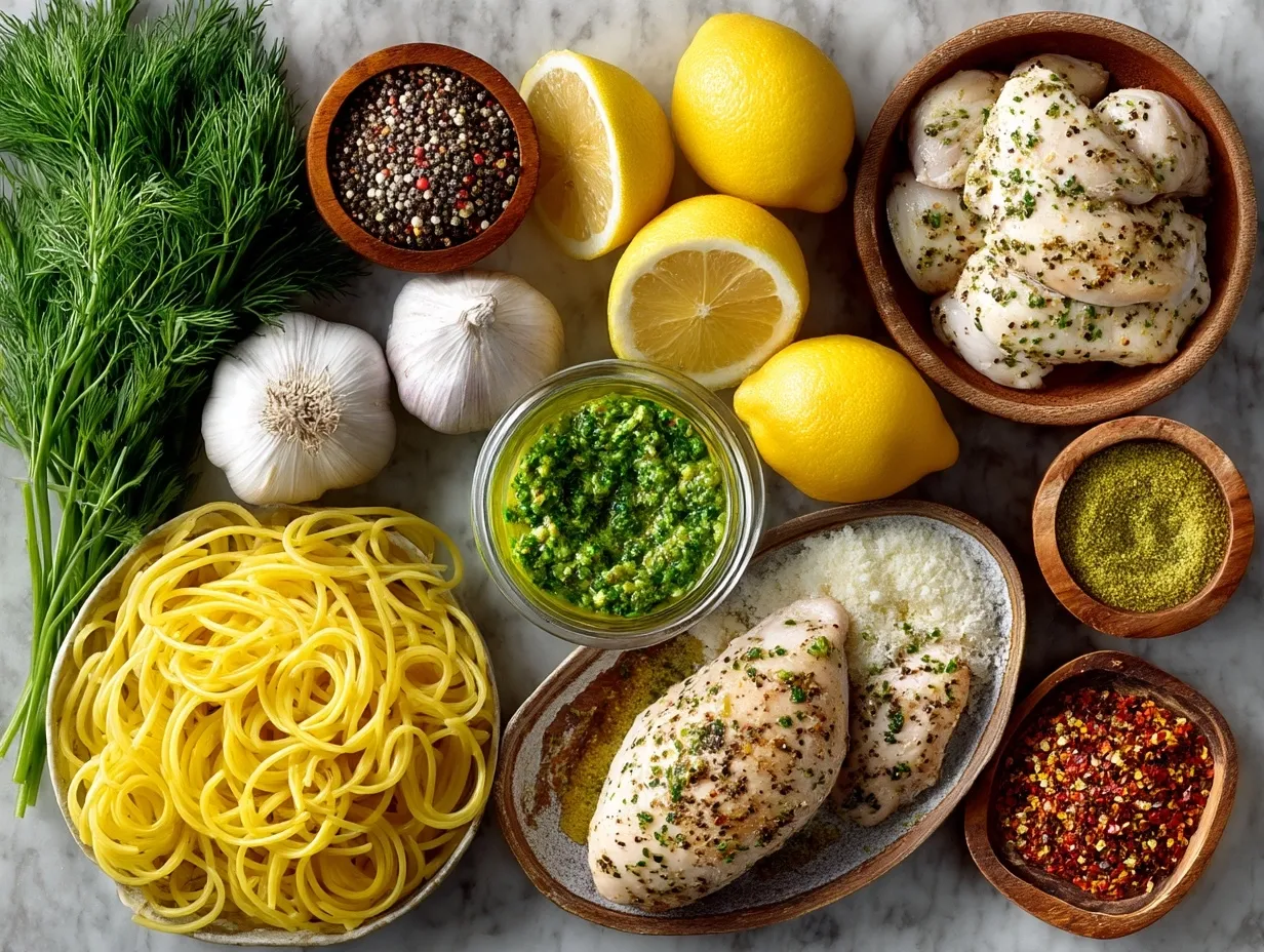 Ingredients for Lemon Pepper Chicken Pasta