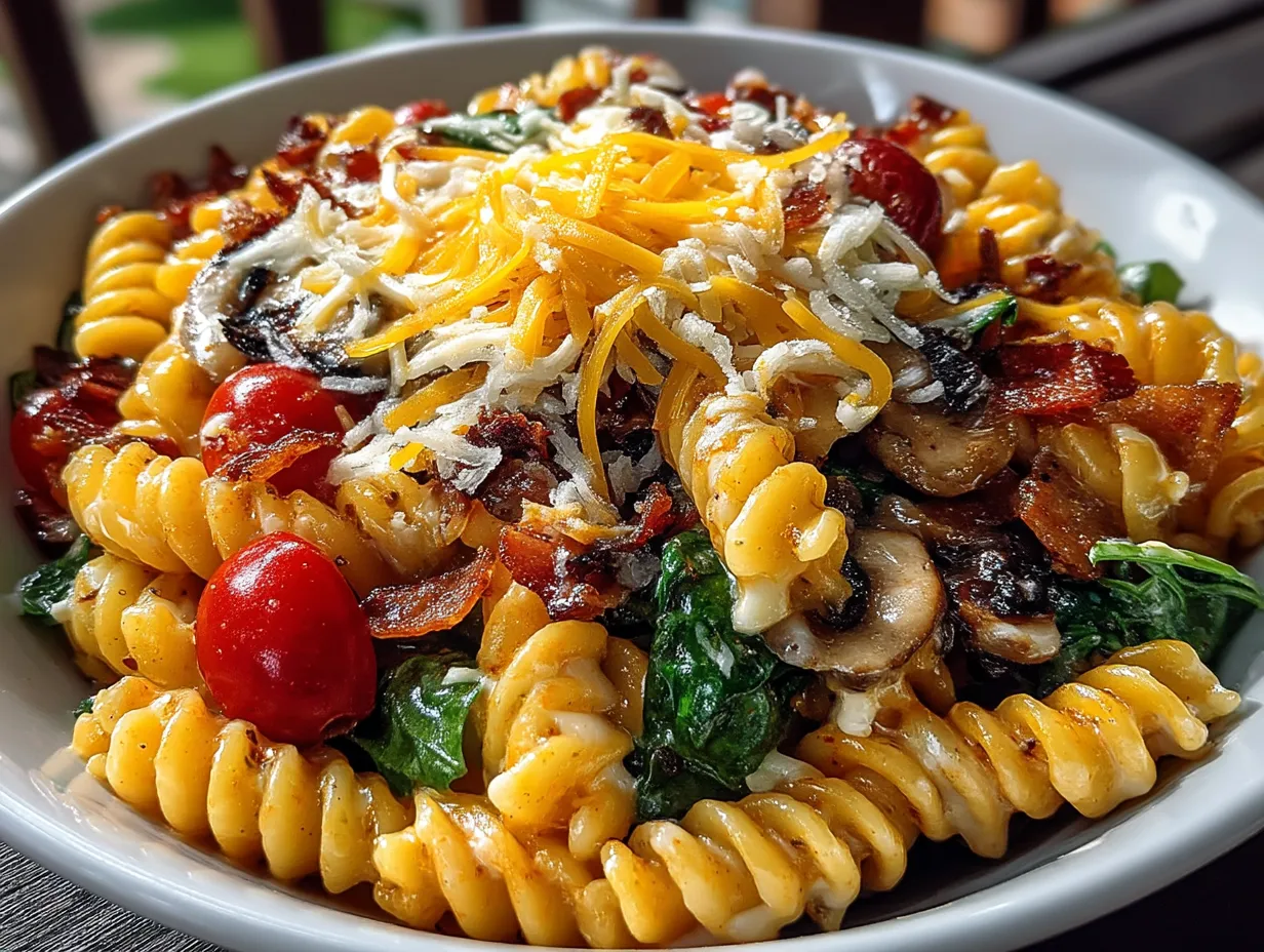 Mexican pasta salad served in a colorful bowl garnished with cilantro and lime wedges