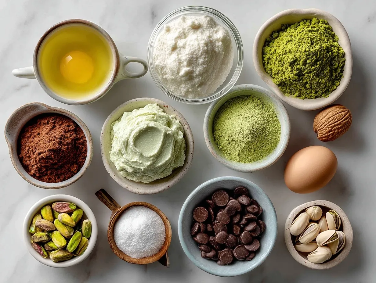 Ingredients laid out to make Pistachio Cream Tiramisu