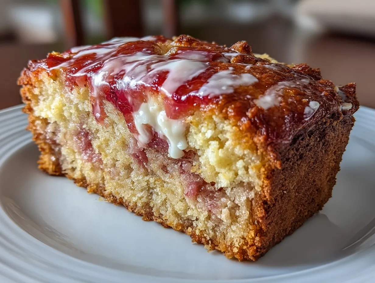 Serving moist rhubarb bread with butter and tea