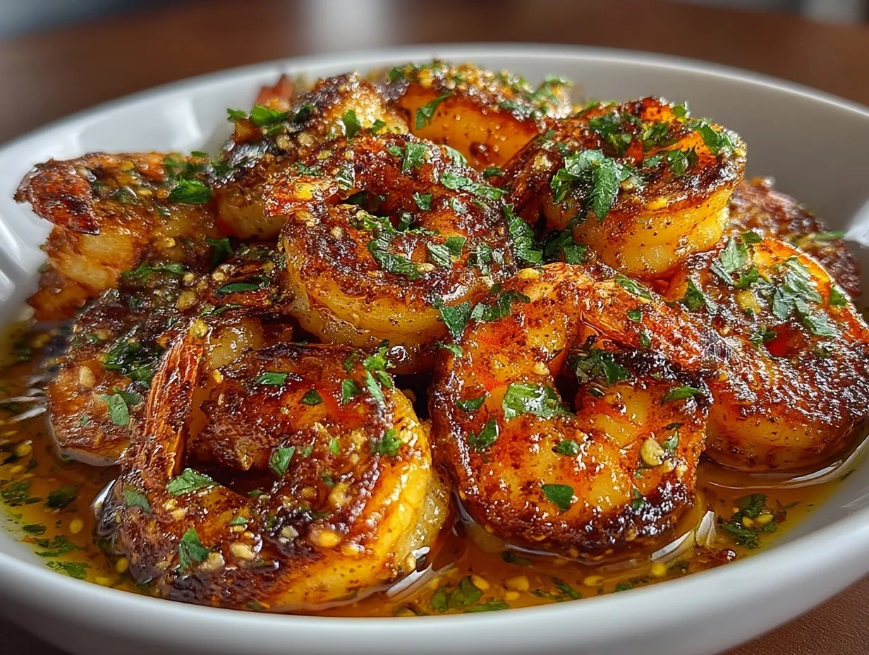 Serving marinated shrimp beautifully plated