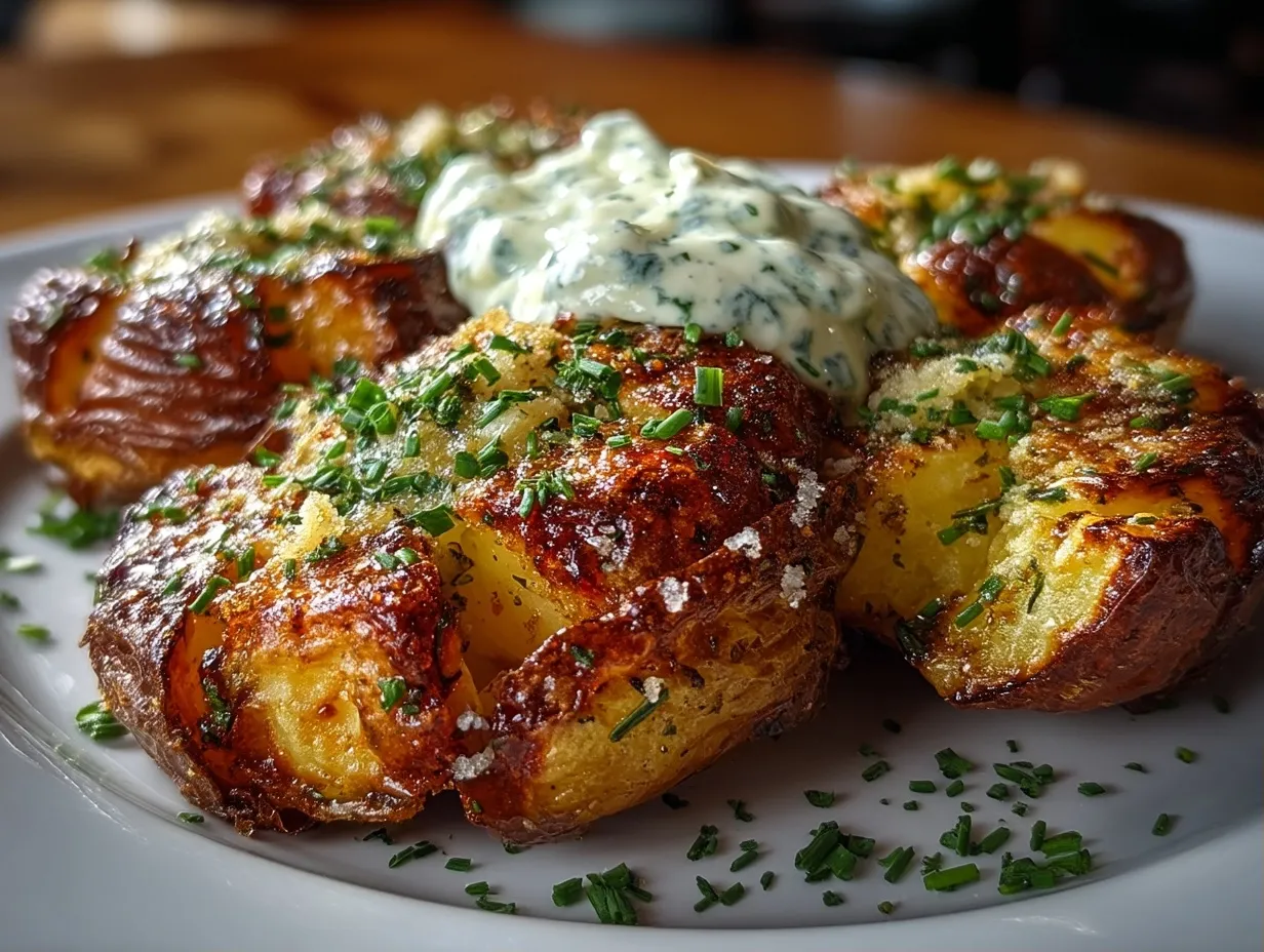 Smashed Potatoes with Garlic Aioli