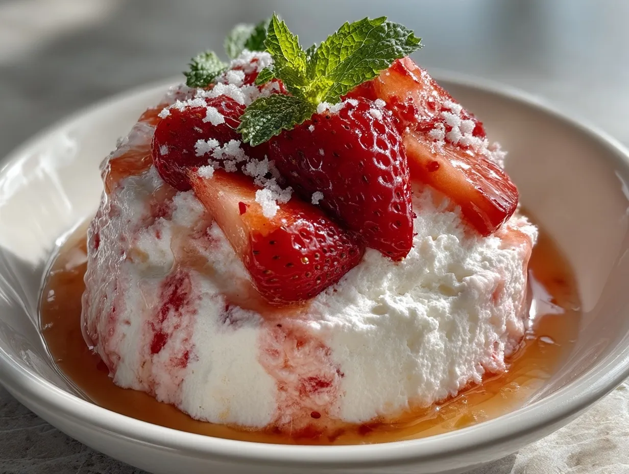 Strawberry Cheesecake Mousse served in elegant glass cups with fresh strawberry garnish