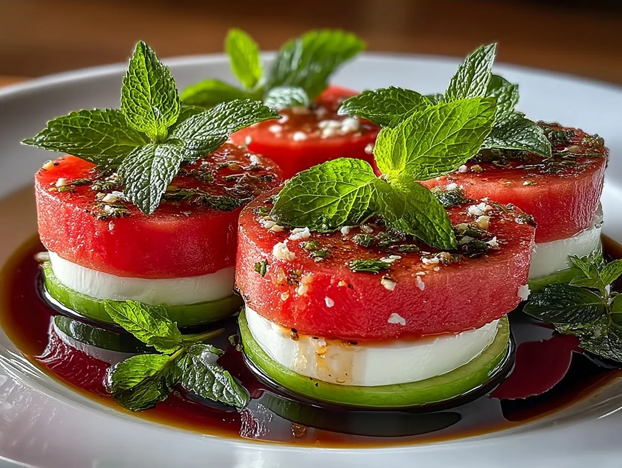 Watermelon Caprese salad
