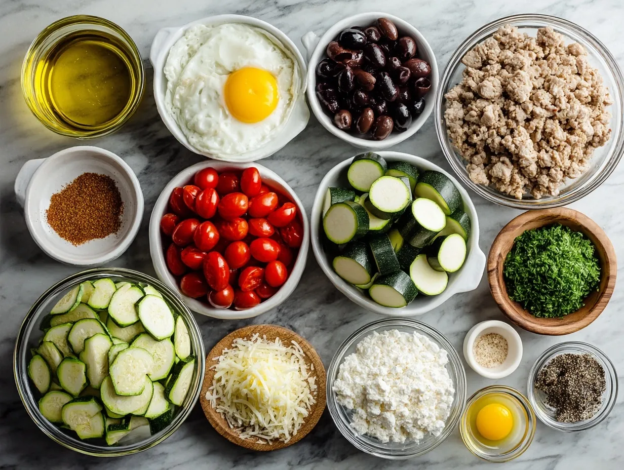 Ingredients for Zucchini Turkey Casserole