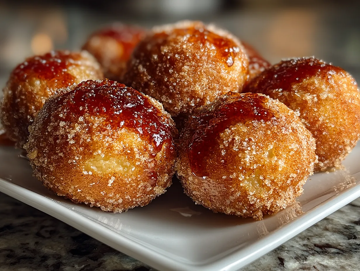 Served apple cider donut holes with cinnamon sugar